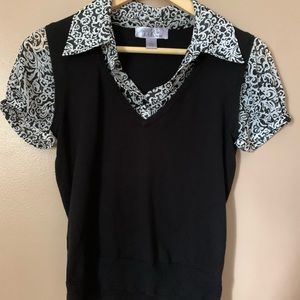 Nine & co black sweater vest with mock blouse